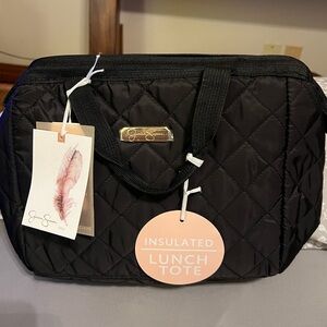 Jessica Simpson Insulated Black Cloth Quilted Lunch Bag, new with tags
